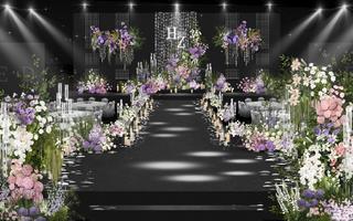 『礼成』粉紫色—亮片水晶高级韩式婚礼