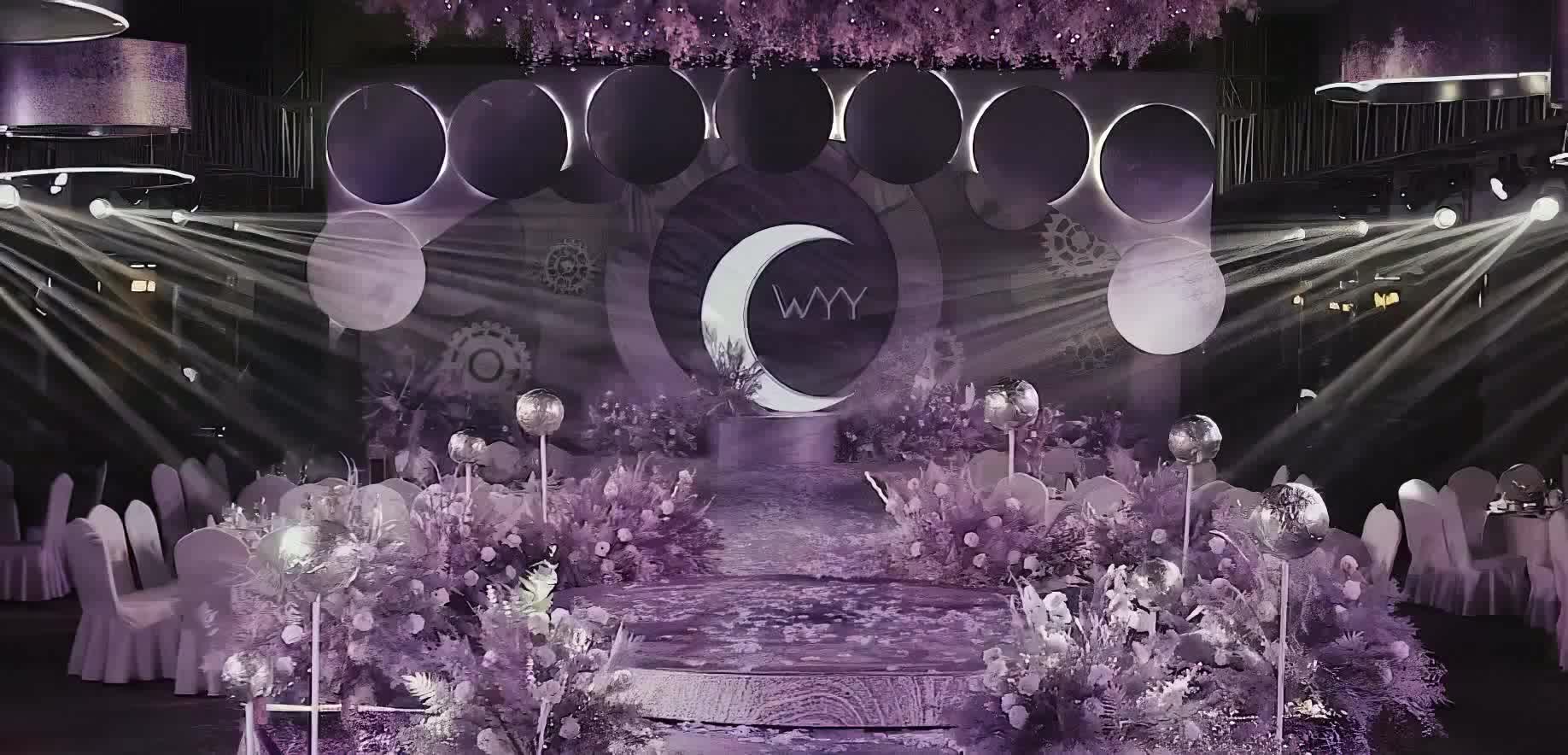 梦幻紫色系户外晚宴紫色主题户外主题现场布置图片_效果图_策划价格-找我婚礼