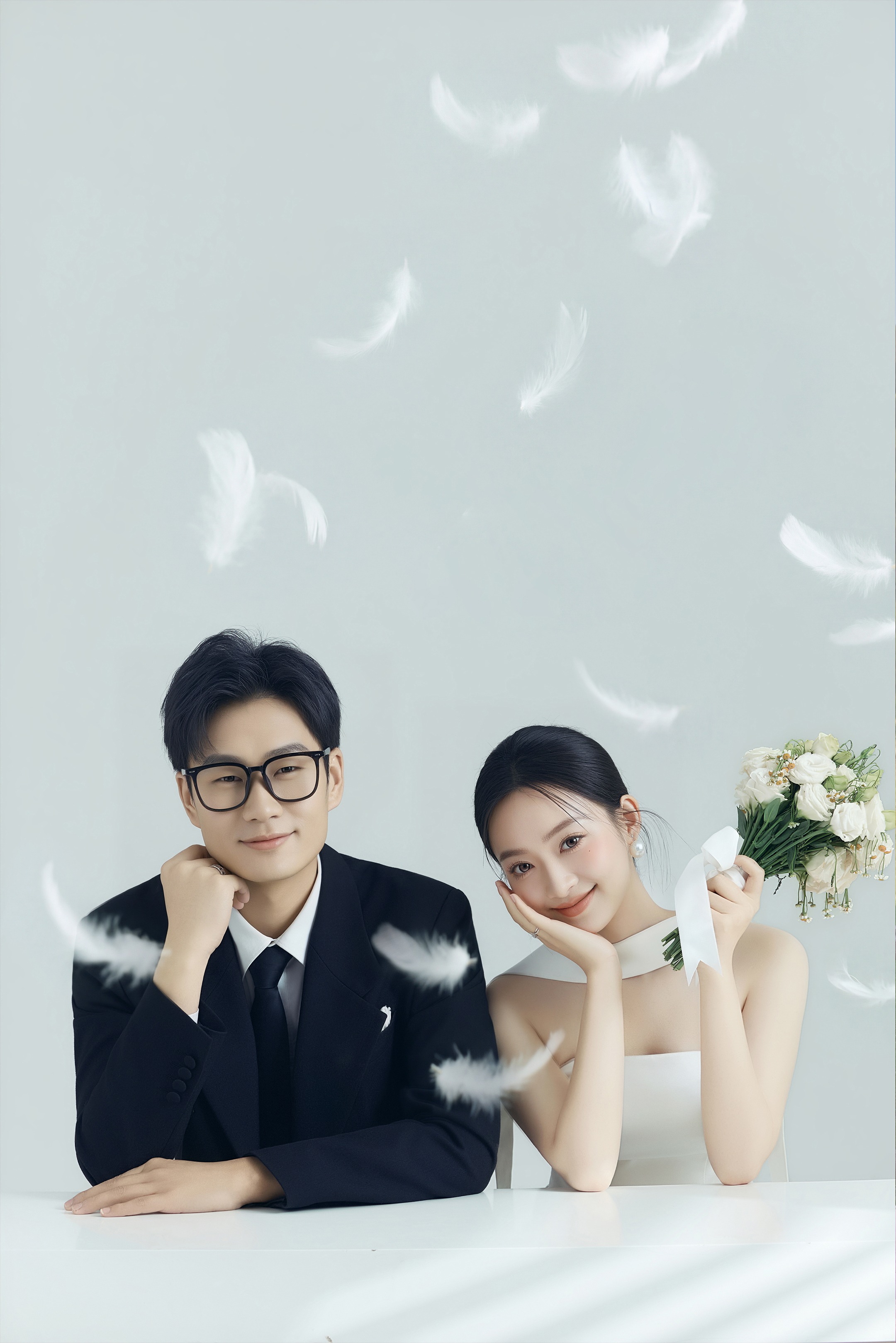 韩式极简室内婚纱照